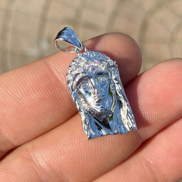 REAL VS Natural Diamond Solid Sterling Silver Jesus Piece HIP HOP Iced - Picture 8 of 10